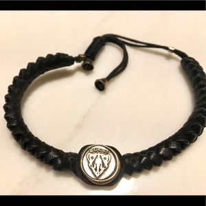 Authentic Gucci Braided Leather & Silver Bracelet